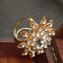 Jewelry Gold Sunflower Shape Crystal Charm Autumn Tricyclic Scarf Buckle Pin