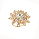Jewelry Gold Sunflower Shape Crystal Charm Autumn Tricyclic Scarf Buckle Pin