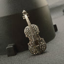 Stylish Vintage Creative Gun Black Violin Instrument Shape Brooch Pin Wedding Party
