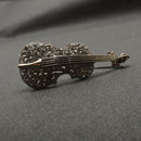 Stylish Vintage Creative Gun Black Violin Instrument Shape Brooch Pin Wedding Party