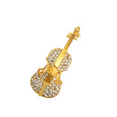 Women Jewelry Antqiue Violin Crystal Autumn Clothing Accessories Brooch Pin