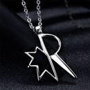 Fashion Simple Silver Necklace Chain with Geometry Hollow Pendant for Women