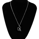 Fashion Simple Silver Necklace Chain with Geometry Hollow Pendant for Women