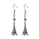 Vintage Bohemian Simple Style Tower Pendant Turquoise Beads Dangle Earrings