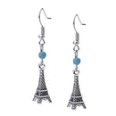 Vintage Bohemian Simple Style Tower Pendant Turquoise Beads Dangle Earrings