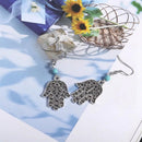Vintage Bohemian Hand Shape Pendant Turquoise Beads Drop Dangle Earrings