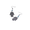 Vintage Bohemian Hand Shape Pendant Turquoise Beads Drop Dangle Earrings