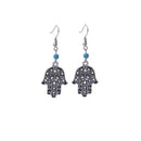Vintage Bohemian Hand Shape Pendant Turquoise Beads Drop Dangle Earrings