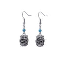 Vintage Bohemian Owl Shape Pendant Turquoise Beads Drop Dangle Earrings