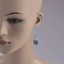 Vintage Simple Bohemian Owl Shape Pendant Turquoise Beads Dangle Earrings