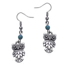 Vintage Simple Bohemian Owl Shape Pendant Turquoise Beads Dangle Earrings