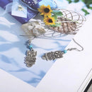 Retro Bohemian Cute Owl Shape Pendant Turquoise Beads Drop Dangle Earrings