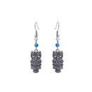Retro Bohemian Cute Owl Shape Pendant Turquoise Beads Drop Dangle Earrings