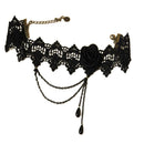 Gothic Victorian Vintage Black Lace Flower Choker Necklace