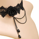 Gothic Victorian Vintage Black Lace Flower Choker Necklace