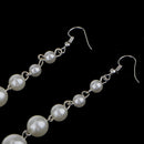 Women Girls Ladies Fashion Pearl Beads Dangle Drop Long Ear Studs Earrings Party Wedding Accessory Silver