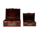 Small Big Vintage Wooden Treasure Chest Jewelry Box Organizers StoragePack of 2Pcs