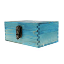 Blue VINTAGE Quoted Wooden Jewellery Box with Metal Lock & Key Trinket Chest Gift Case