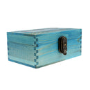 Blue VINTAGE Quoted Wooden Jewellery Box with Metal Lock & Key Trinket Chest Gift Case