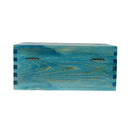 Blue VINTAGE Quoted Wooden Jewellery Box with Metal Lock & Key Trinket Chest Gift Case