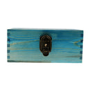 Blue VINTAGE Quoted Wooden Jewellery Box with Metal Lock & Key Trinket Chest Gift Case