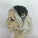 Peacock Feather Rhinestone Headband Hair Clip Dance Party Wedding Hair Wear