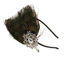 Peacock Feather Rhinestone Headband Hair Clip Dance Party Wedding Hair Wear