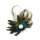 Beauty Lady Peacock Feather Hair Clip Rhinestone Hairpin Party Wedding Headpiece