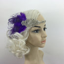 1920's Purple Charleston Feather Headband Flapper Gangster 30s Fancy Dress