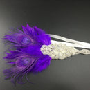 1920's Purple Charleston Feather Headband Flapper Gangster 30s Fancy Dress