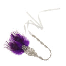 1920's Purple Charleston Feather Headband Flapper Gangster 30s Fancy Dress