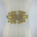 Wedding Dress Accessories Gold Rhinestone Vintage Beaded Crystal Belt Sash