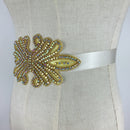 Wedding Dress Accessories Gold Rhinestone Vintage Beaded Crystal Belt Sash