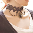Gothic Black Lace Retro Choker Charm Collar Bead Pendant Chain Lace Necklace