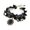 Gothic Black Lace Retro Choker Charm Collar Bead Pendant Chain Lace Necklace