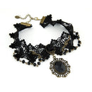 Gothic Black Lace Retro Choker Charm Collar Bead Pendant Chain Lace Necklace