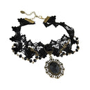 Gothic Black Lace Retro Choker Charm Collar Bead Pendant Chain Lace Necklace