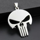 Mens Punk Rock Style Skull Head Stainless Steel Long Chain Pendant Necklace