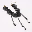Vintage Black Lace Weaving Fringe Charm Beads Pendant Choker Necklace
