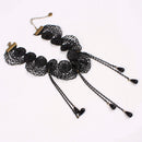 Vintage Black Lace Weaving Fringe Charm Beads Pendant Choker Necklace