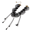 Vintage Black Lace Weaving Fringe Charm Beads Pendant Choker Necklace