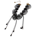 Vintage Black Lace Weaving Fringe Charm Beads Pendant Choker Necklace