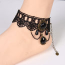 Women Vintage Black Floral Lace Anklet Chain Ankle Sandal Bracelet