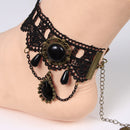 Women Vintage Black Floral Lace Anklet Chain Ankle Sandal Bracelet