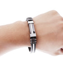 Cool Silica Gel Steel Clasp Bracelet Mens Bangle Wristband Jewelry Gift