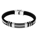 Cool Silica Gel Steel Clasp Bracelet Mens Bangle Wristband Jewelry Gift
