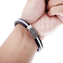 Cool Silica Gel Steel Clasp Bracelet Mens Bangle Wristband Jewelry Gift