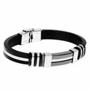 Cool Silica Gel Steel Clasp Bracelet Mens Bangle Wristband Jewelry Gift