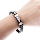 Cool Silica Gel Steel Clasp Bracelet Mens Bangle Wristband Jewelry Gift