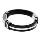 Cool Silica Gel Steel Clasp Bracelet Mens Bangle Wristband Jewelry Gift
